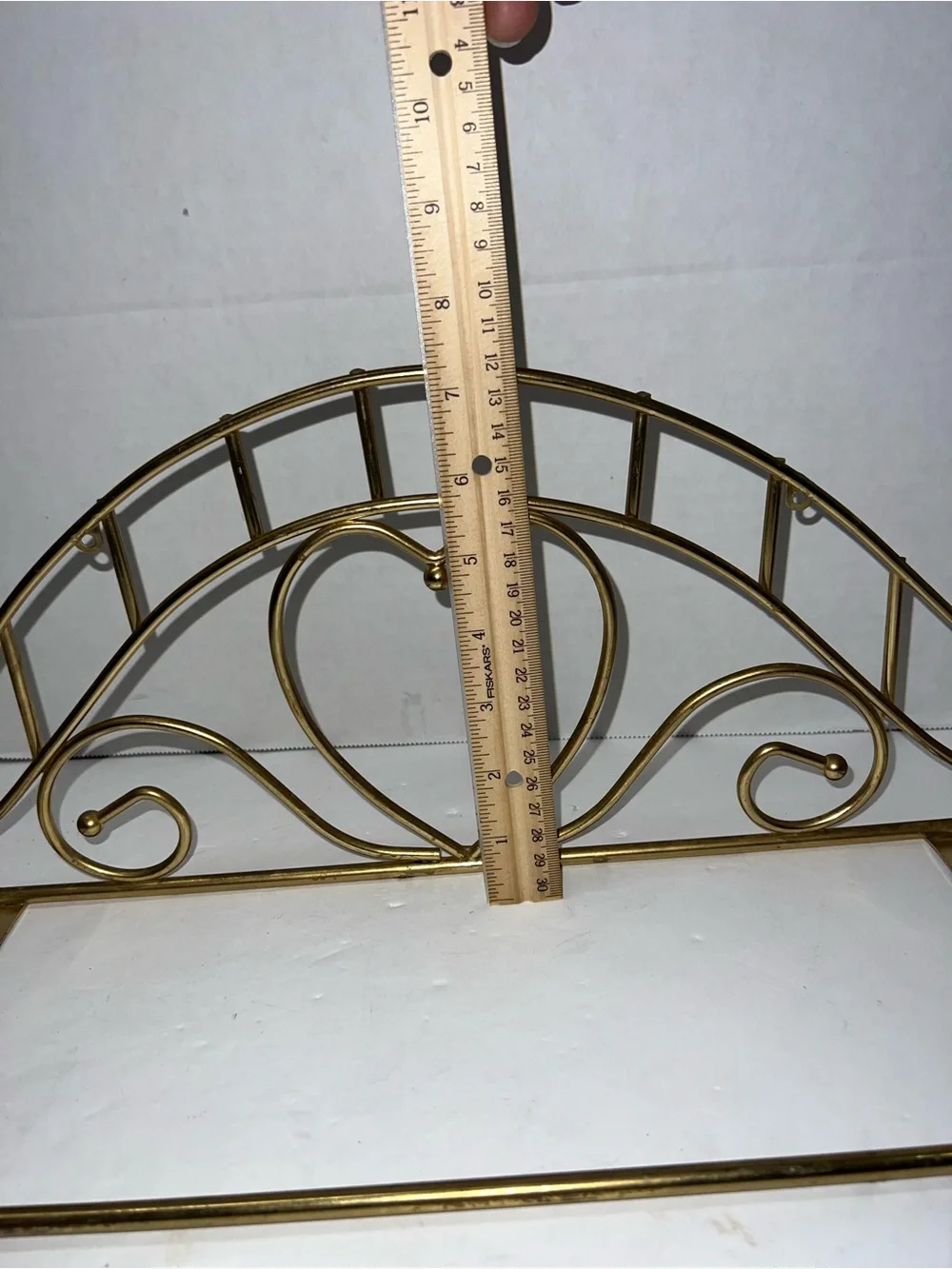 Vintage Gold Metal Heart Wall Shelf Brass Cottagecore